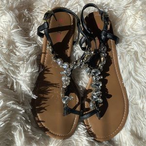 Crystal and gold embellished flats